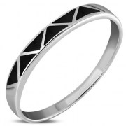 Black Onyx Silver Band Ring, r496